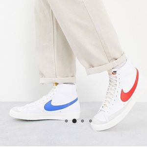 Nike Women's Sneakers White with Red and Blue Swoosh